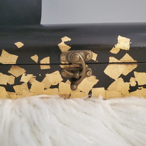 Gold Foil Black Cushioned Wooden Trinket Box - Picture 1 of 11